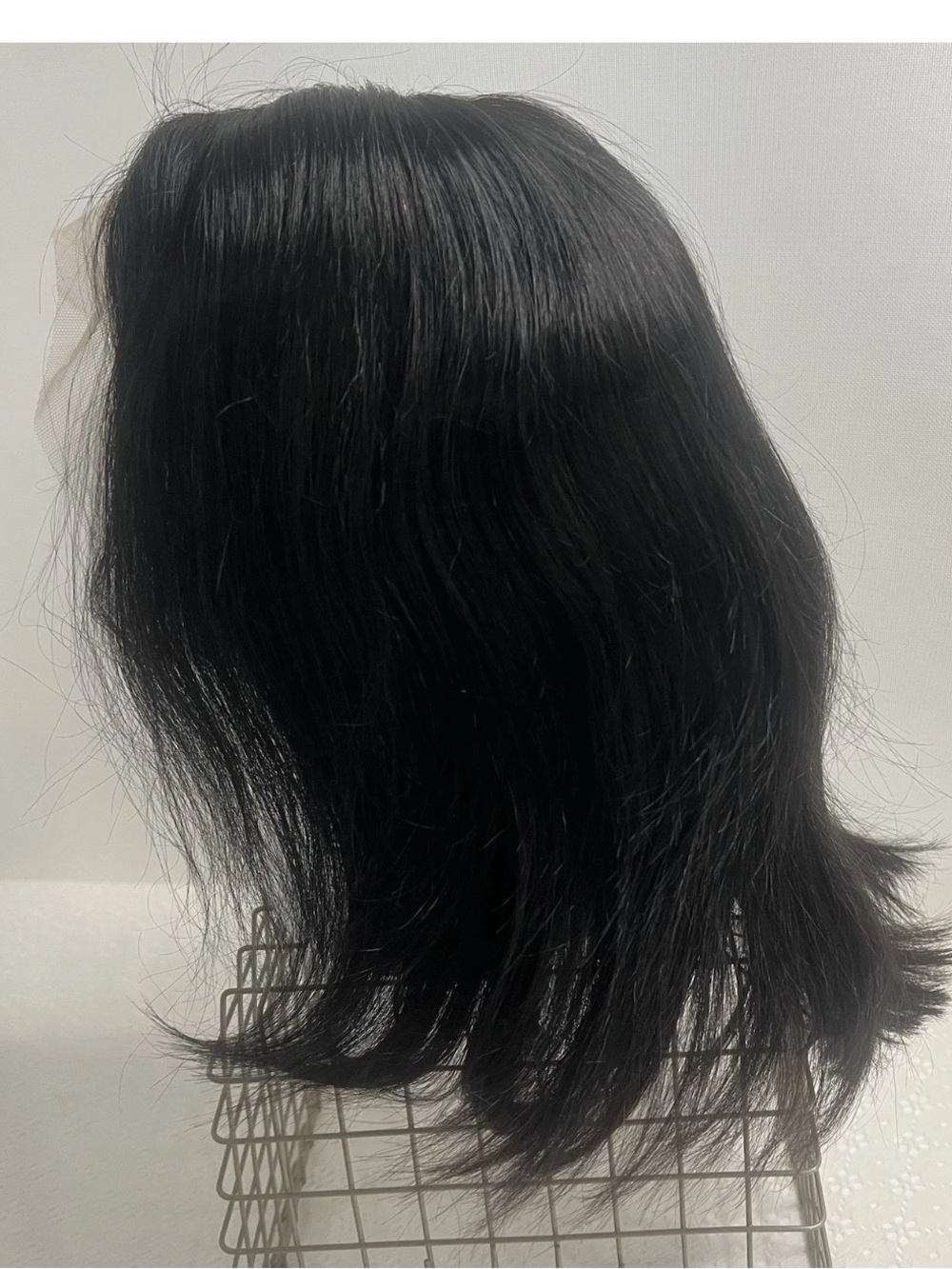Human Hair Natural Straight Wavy Black Lace Glueless Angled Bob Wig